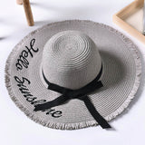 Summer embroidery straw hat for women, wide brim, sun protection, suitable for beach, adjustable fold neat