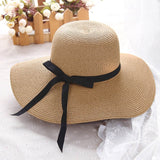 Summer embroidery straw hat for women, wide brim, sun protection, suitable for beach, adjustable fold neat