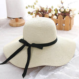 Summer embroidery straw hat for women, wide brim, sun protection, suitable for beach, adjustable fold neat