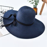 Summer embroidery straw hat for women, wide brim, sun protection, suitable for beach, adjustable fold neat