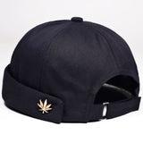 Men Women Skullcap Sailor Cap Leaf Rivet Embroidery Warm Rolled Cuff Bucket Cap Brimless Hat Solid Color Adjustable Cotton Hats
