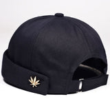 Men Women Skullcap Sailor Cap Leaf Rivet Embroidery Warm Rolled Cuff Bucket Cap Brimless Hat Solid Color Adjustable Cotton Hats