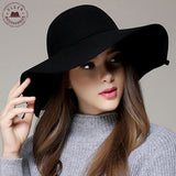 Simple hat for women, with wide brim helps shade, soft material, black and other colors